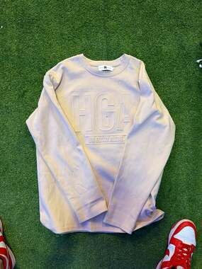 HGA His Glory Alone 3D Puff Embossed Crewneck Sweatshirt Pink XL